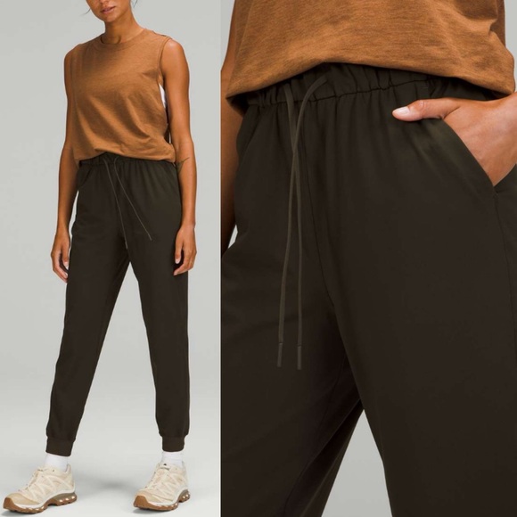 Lululemon Stretch High-Rise Jogger Pants Full Length Dark Olive Green - Picture 3 of 12